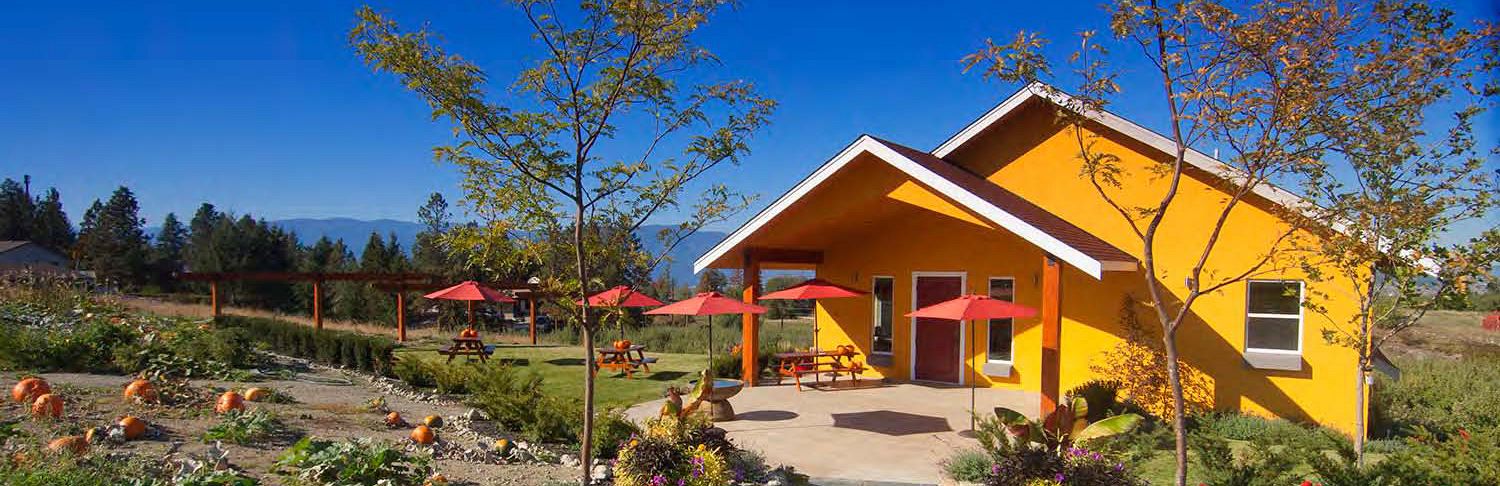 Spierhead Winery wine shop and outdoor tasting area overlooking East Kelowna